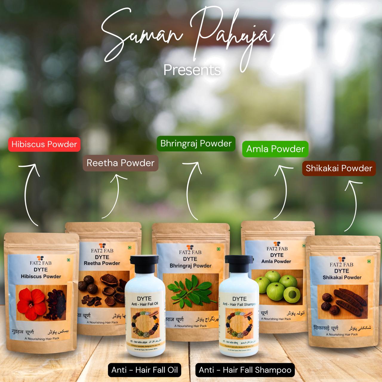 Amla, Reetha, Shikakai, Hibiscus and Bhringraj Powder For Hair Care + Hair Oil + Hair Shampoo